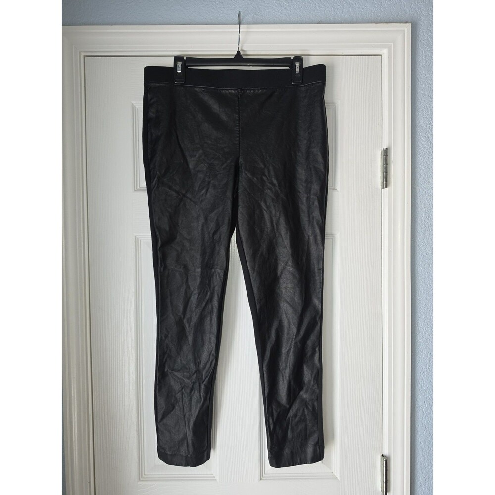 Ralph Lauren Women's 14 Pants Faux Leather Material & Stretch Black Leggings